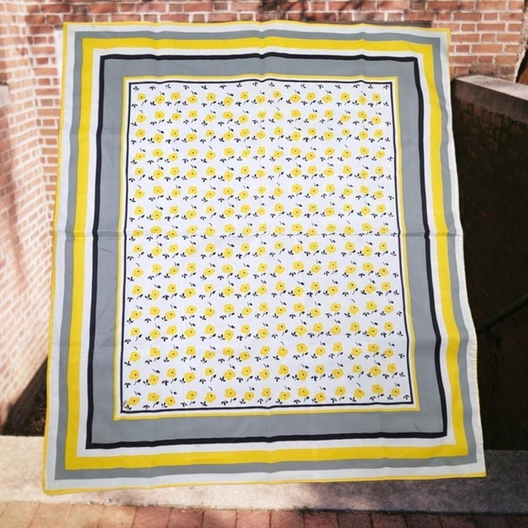 Vintage Yellow, Gray, & White Floral Scarf - Picture 2 of 8